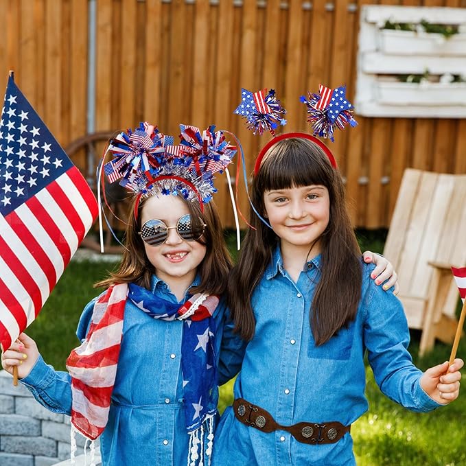 4th of July Headbands Patriotic Headband USA Flag Head Boppers Headwears for Independence Day Party Favors