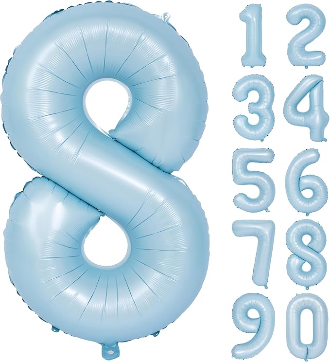 40 In Matte Blue Number Balloons Helium Foil Mylar Balloon Birthday Party banquet Decoration Digital 8