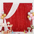 B-COOL Red Sequin Backdrop Curtains 2 Packs 3.3ftx8ft Wedding Sparkle Backdrop Fabric Glitter Background Drapes for Party Ceremony Birthday Decoration