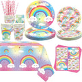 Rainbow Party Decoration - Rainbow Birthday Party Tableware Supplies Includes Plates, Cups, Napkins, Tablecloth, Straws (20)