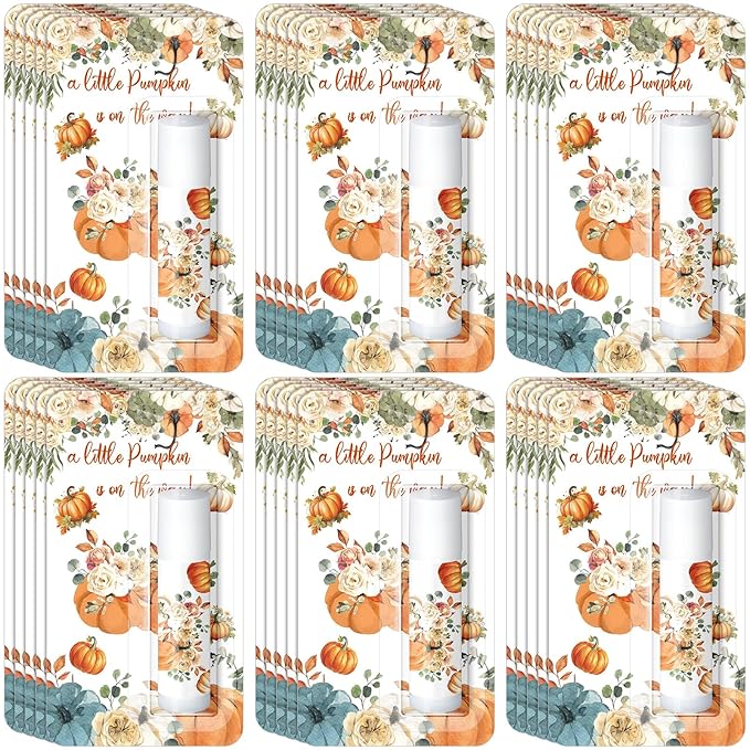 30 Pack Fall Little Pumpkin Baby Shower Games Prizes Gifts Bulk Pumpkin Pie Scented Lip Balms Favors for Boys Girls Gender Reveal Decorations Halloween Autumn Thanksgiving Baby Shower Bags Stuffer