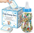 Glenmal 52 Pcs Baby Shower Games Gift Sets Large Baby Bottle for Shower Game Guess How Many Candies Decorations for Gender Reveal(Bear)
