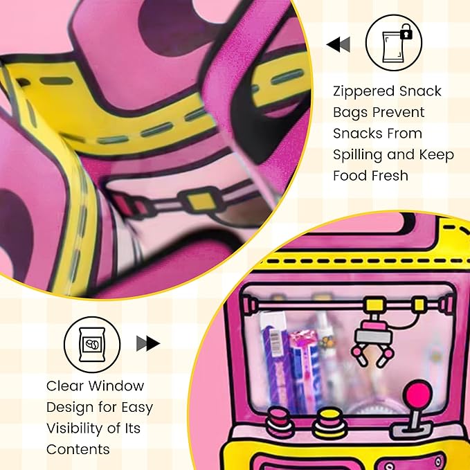 Muitcdo 30 PCS Large Gift Goodie Bags with Handle and Stand-up Bottom, Party Favor Bags for Girl, Students Back to School Treat Bag, Cute Snack Candy Box for Birthday, Classroom (Pink)