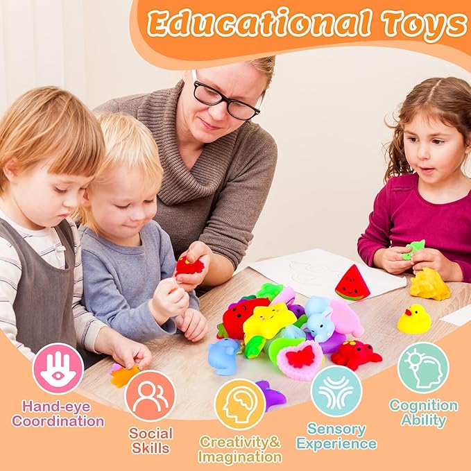 120 Pack Squishy Toys, Easter Basket Stuffers, Mochi Squishy Bulk Party Favors for Kids, Treasure Box Toys for Classroom Prizes, Easter Basket Gifts Goodie Bags Fillers Birthday Gifts