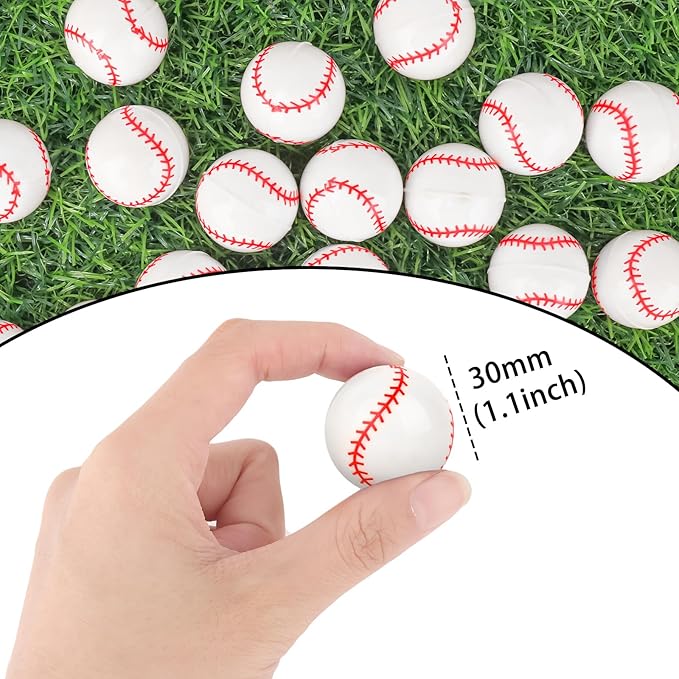 24 Pcs Baseball Bouncy Balls for Kids, 32mm Rubber Bounce Sport Balls Bulk for Party Favors, Goodie Bag Fillers, Easter Gift Bag Stuffers, Basket Stuffers, Classroom Prizes, Carnival Party Supplies