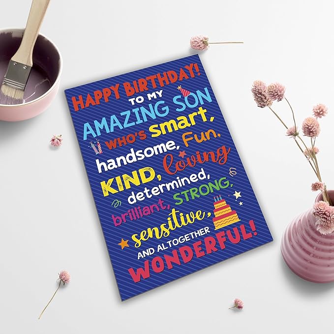 Birthday Card for Son, Funny Birthday Card Gift for Adult Sons from Mom Dad Parents, Heartwarming Greeting to A Wonderful Son