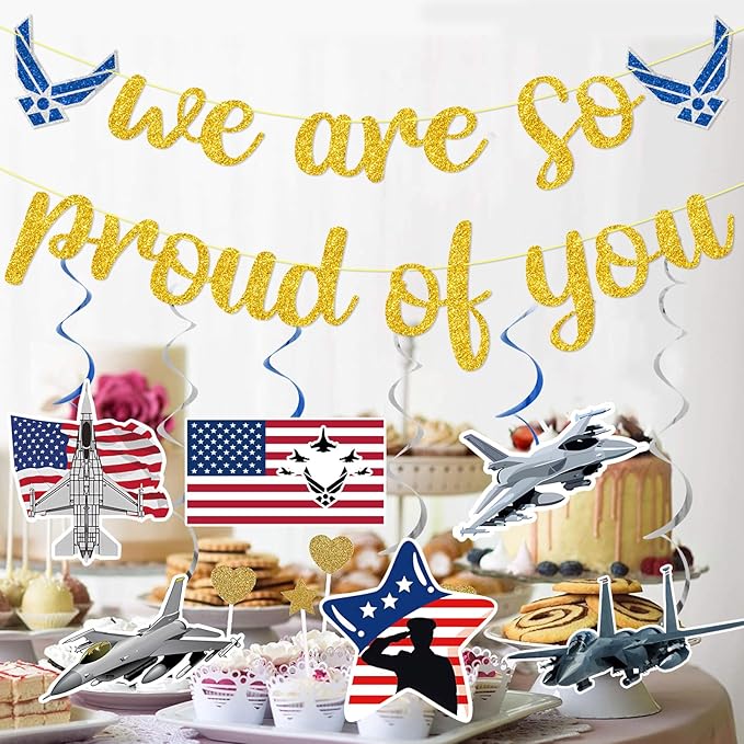 Air Force Party Decorations - We Are So Proud of You Banner Airforce Party Decorations Banner Military Decor for Birthday Party
