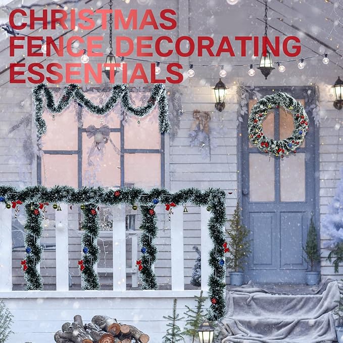 3 Pack 150Ft Greenery Garland with Snow, for DIY Christmas Tree Crafting-Green Snowy Pine Streamers for Outdoor & Indoor Christmas Decorations Artificial Twist Garland for Indoor/Outdoor