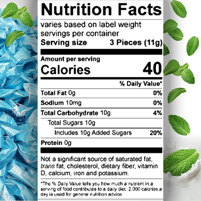 Baby Boy Buttermints - 100 Count - Baby Shower Blue Butter Mints Individually Wrapped - Baby Shower Candy - Perfect For Gender Reveal Parties, Hospital Goodie Bags, Welcome Baby Parties, And More