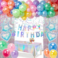 Birthday Decorations Pearl Rainbow Balloon Arch Garland Kit Iridescent Disco Party Pastel Tablecloth Supply Fringe Sparkle Backdrop Decor