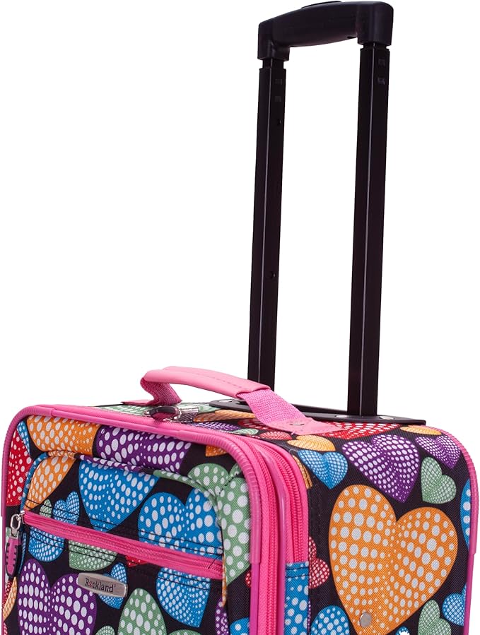Rockland Fashion Softside 2 Piece Luggage Set, Expandable, (14" Tote/19" Upright), New Heart
