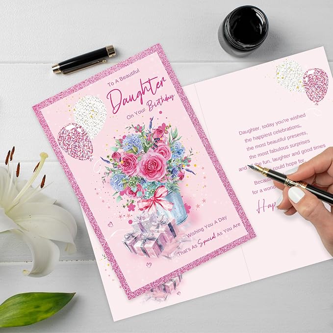 Daughter Birthday Card from Mom, Happy Birthday Card for Daughter, Cute Birthday Gifts for Girls Her