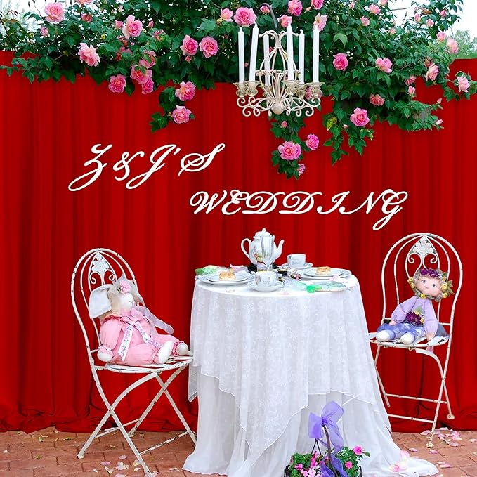 MEETSKY Red Backdrop Curtains for Christmas Party Valentine's Day Arch Stage Wedding Ceremony Red Curtains Fabric Photography Backdrop Drapes for Birthday Party Baby Shower,5ft x 8ft,2 Panels