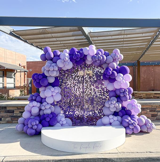 146Pcs Purple Balloons Garland Arch Kit - 5 10 12 18 inch Lavender Dark Purple Metallic Latex Balloons for Butterfly Baby Shower Birthday Wedding Princess Party Decorations