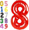 8 Birthday Balloon, 40 Inch Red Foil Big Ballon for Women And Men, Numbers Balloon Decoration for Happy 8 18 28 80 Birthday, Wedding Anniversary, New Year, Party Decoration
