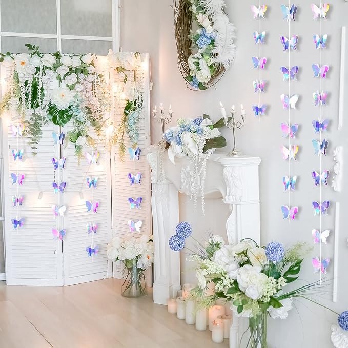 Zonon 8 Pieces 3D Butterfly Hanging Garlands Decoration Butterfly Paper Party Streamers Backdrop for Wedding Birthday Fairly Baby Shower Holiday Party Decorations (4.3 x 3.5 Inches)