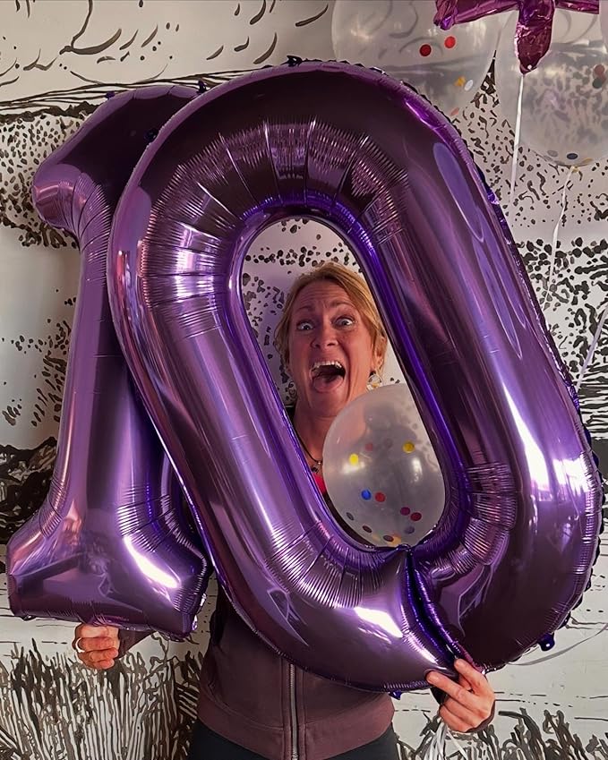 40 Inch Purple Number 8 Balloon, Giant 8 Number Balloons for 8th Birthday Decorations, Party Supplies for Baby Boy Girl, Purple Party Decor