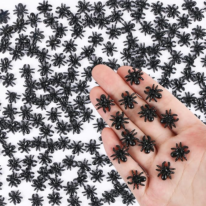 200 Pieces Halloween Mini Spiders Dollhouse Miniature Resin Spider for Crafts Tiny Fake Spiders for Fairy Garden Dollhouse Micro Landscaping Decoration