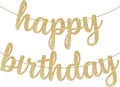 KatchOn, Glitter Cursive Gold Happy Birthday Banner - Pre-Strung, 10 Feet | Birthday Decorations for Women, Men, Boys and Girls | Hbd Banner Backdrop For Birthday Party Decorations | Gold Happy Birthday Sign