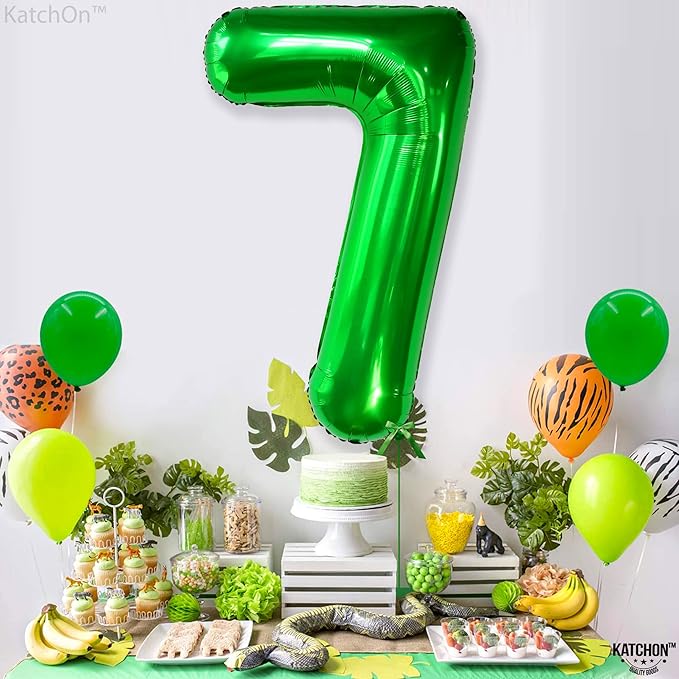 KatchOn, Giant Dark Green Number 7 Balloon - 40 Inch | 7th Birthday Balloon for Happy Birthday Decorations | Seven Balloons Number For 7th Anniversary Decorations | 7th Birthday Party Supplies