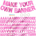 BEISHIDA 116 PCS A-Z DIY Letter Banner Kit Make Your Own Banner Double-Sided Pink Including 111 Letters and Numbers 3 Rope and 9 Threading Device,Customized for Birthday Graduation Wedding Decor