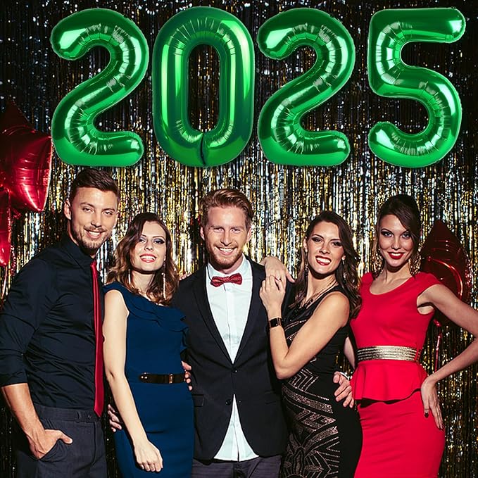 40 Inch Green 2025 Number Balloon, 2025 New Year Eve Green Number Balloons, New Years Eve Party 2025 Decorations For Christmas Graduations Birthday