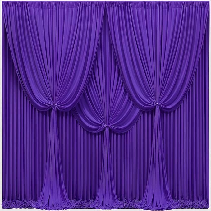 24x10FT Dark Purple Backdrop Curtains for Wedding Parties, Wrinkle Free Polyester Photography Backdrop Drapes for Baby Shower Birthday Parties Stage Background Stand Decorations 4x10ft,6 Panels