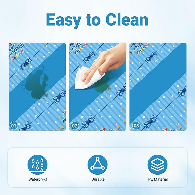 Childom 3 Pack Fathers Day Decorations,Fathers Day Tablecloth,54" x 108" Plastic Table Cloth Disposable,Rectangle Tablecloth for Home,Dinner,Family Parties,Blue Table Cloth for Birthday,Indoor,Outside