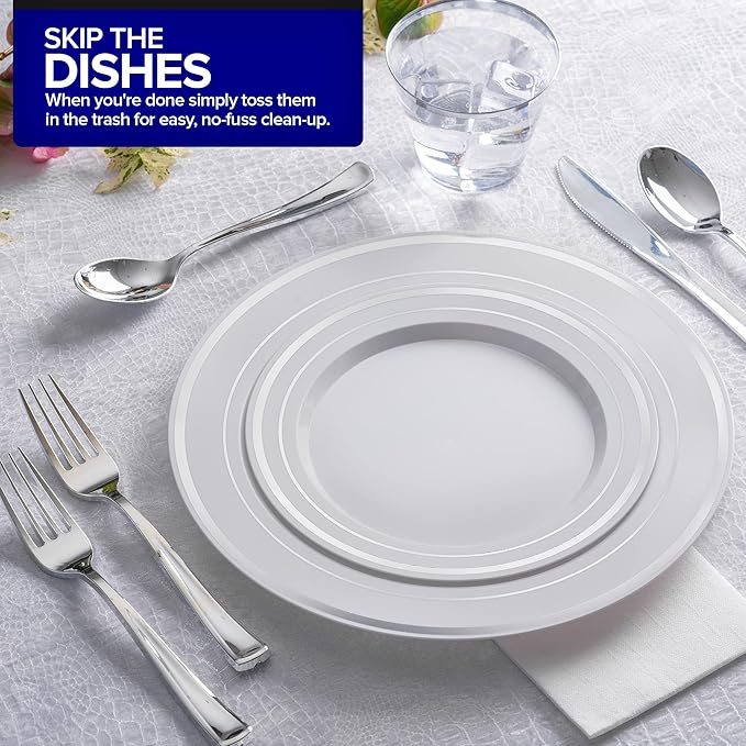 1800 Count Heavy Duty Silver Plastic Cutlery Set – 600 Forks, 600 Spoons, 600 Knives – Disposable Flatware for Parties, Weddings, Catering – Stock Your Home
