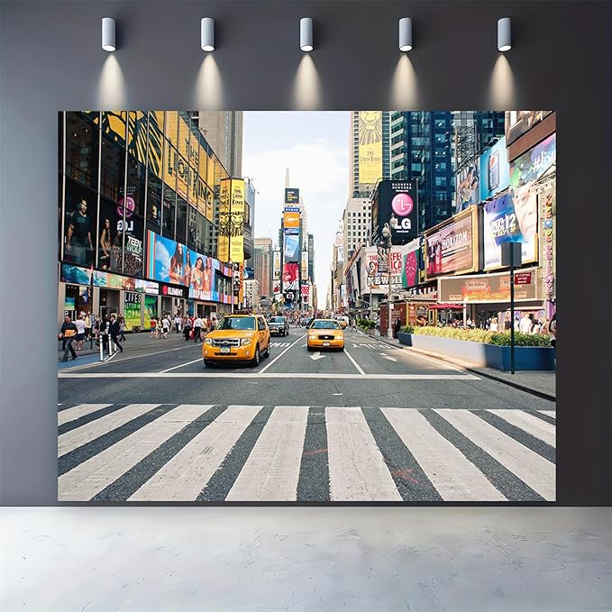 8x6FT NYC Taxi Fashion Street Party Photography Background Time Square Buildings New York Photo Backdrops Adult Portrait Studio Booth Props Banner