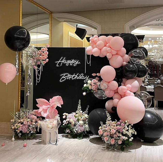 KALOR 36 Inch Giant Black Balloons, 6 Pack Large Round Black Latex Balloons for Anniversary, Birthday, Christmas, Wedding, Baby Shower Party Decorations