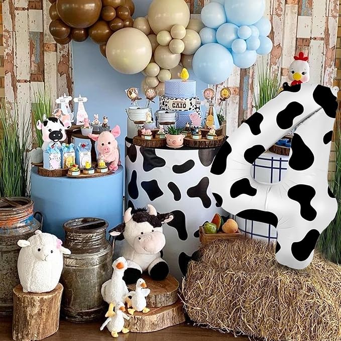 40 Inch Cow Print Balloon, Number 4 balloons Cow Balloons for 4st birthday decoration, Large Cow Number Balloons for western party decorations Baby Shower Animal Theme Party Holiday Decor
