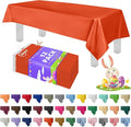 Grandipity 12 Pack Premium Disposable Plastic Tablecloth 54 Inch. x 108 Inch. Decorative Rectangle Table Cover - Orange