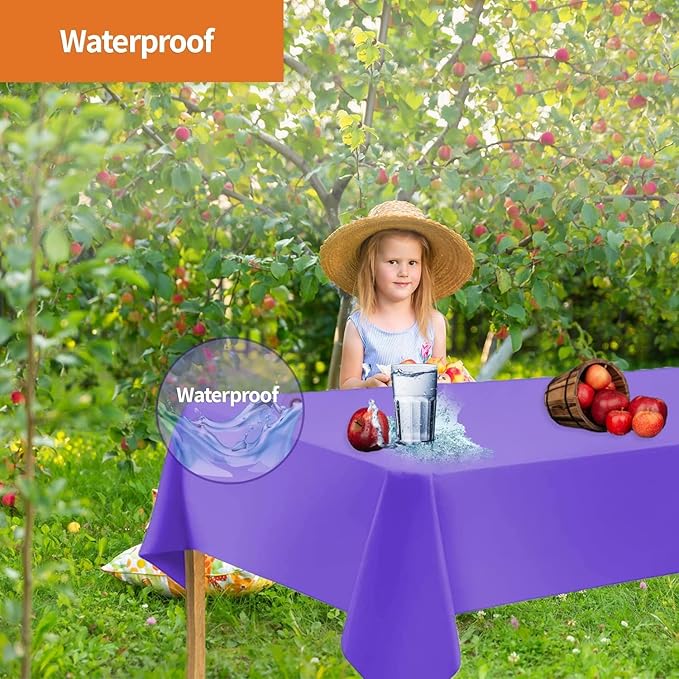 Party Dimensions Purple Disposable Plastic Tablecloth for Rectangle Tables (48 Pack) Premium Decorative Table Cloths for Parties, Events & Weddings, Indoors & Outdoors, 54 x 108 inche