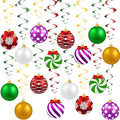 Skylety 36 Pcs Christmas Hanging Foil Swirl Decorations Party Ceiling Foil Swirl Decorations Christmas Ball Sign Snowflake for Ceiling Indoor Outdoor Holiday Party Supplies(Cute Style)