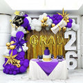 Purple Graduation Balloon Garland Arch Kit 115PCS with Graduation Star print Certificate Letter Mylar Foil Balloons for Graduate Class of 2026 Grad Prom party Decorations Supplies (Purple Gold White)