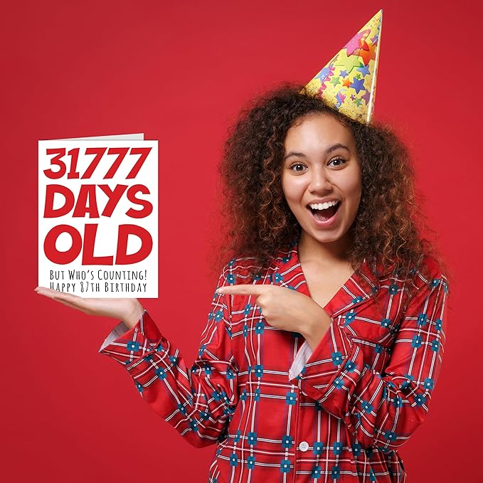 Stuff4 87th Birthday Card for Men Women Him Her - 31777 Days Old - Funny Eighty-Seven Eighty-Seventh Happy Birthday Card for Grandma Grandpa Gran Mom Dad, A5 Humor Joke Greeting Cards