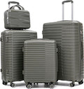 Hardside 4 Luggage Sets, Lightweight Wave Suit Case with Spinner Wheels