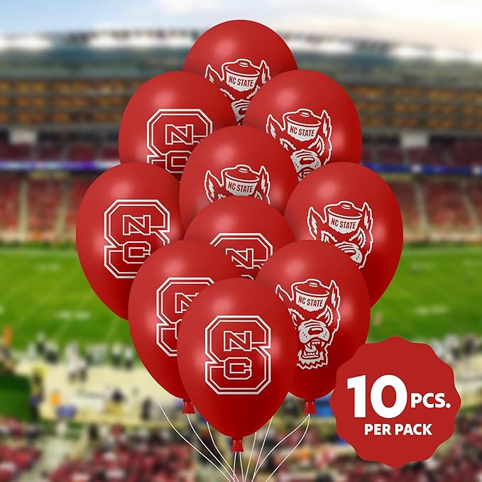NC State Wolfpack Balloons 10 Pack 11" Official Licensed Logos, Helium Quality Latex Balloons, Perfect for College Football Team Celebration, Decorated Front and Back by Westrick