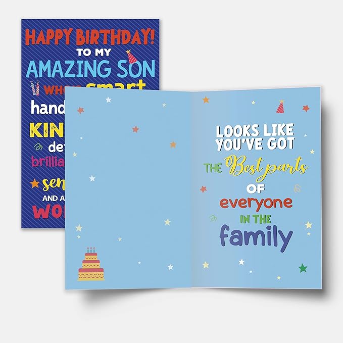 Birthday Card for Son, Funny Birthday Card Gift for Adult Sons from Mom Dad Parents, Heartwarming Greeting to A Wonderful Son