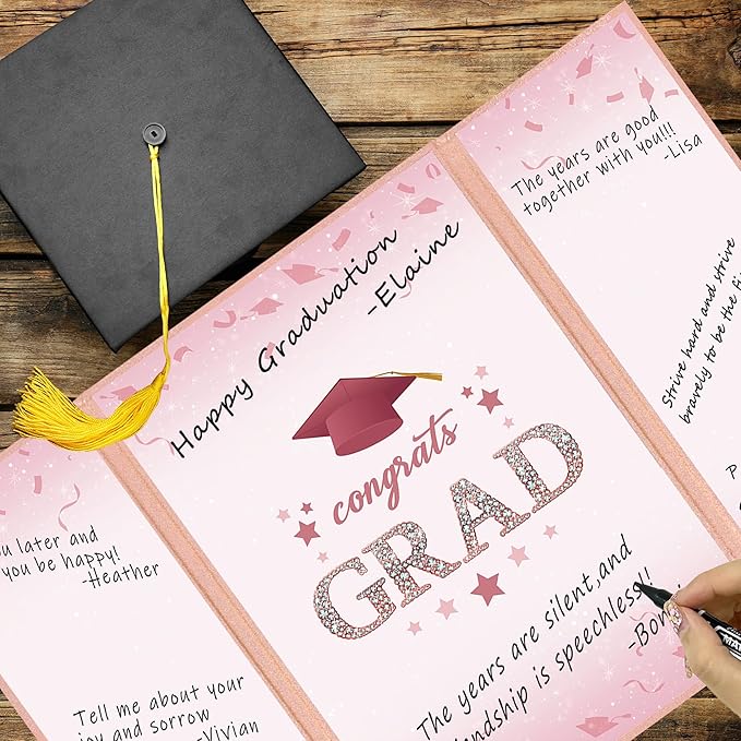 Vlipoeasn 2026 Graduation Guest Book Alternative, Rose Gold Class of 2026 Graduation Party Decorations, Graduation Signature Book for 2026 College High School, Unique Graduation Gifts for Friends