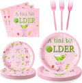 Pink Olive Martini Bow A Tini Bit Older Espresso Cocktail Party Plates Supplies - Serves 24-96Pcs Party Tableware Decoration Disposable Paper Plate Napkin Fork for Birthday Bar Bachelorette