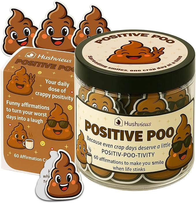 Positive Poo Affirmation Jar – Easter Basket Stuffers for Teens & Adults - 60 Funny Affirmation Cards, Uplifting Daily Positivity Jar, Cute Gag Gifts for Women, Teens, Men, Unique Self-Care Inspirational Gifts, Birthday & Office Decor - Easter Basket S...