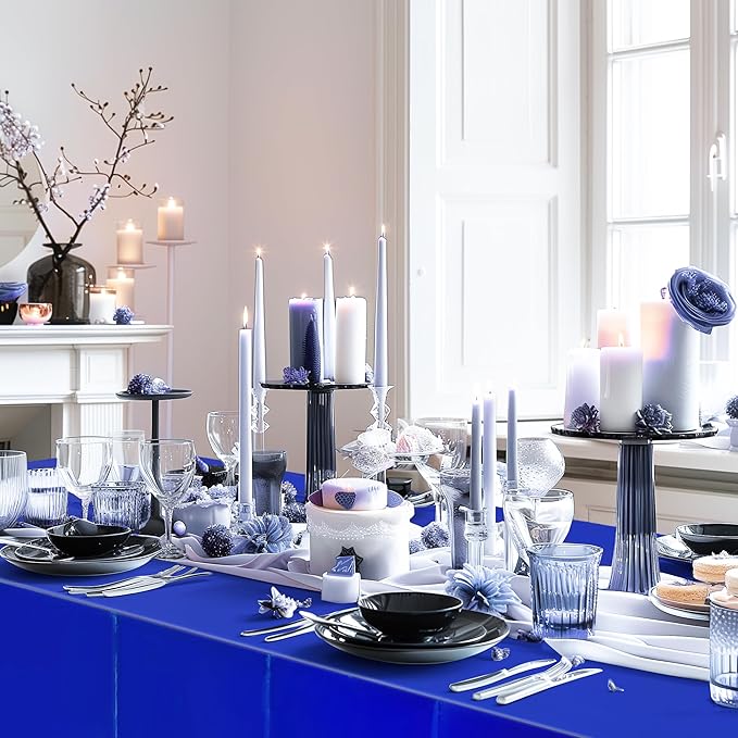 2 pcs Royal Blue Plastic Table Cloth 54" x 72" Iridescence Navy Blue Party Tablecloth Sparkly Table Covers for Graduation 4th of July Princess Birthday Winter Christmas Party Decoration
