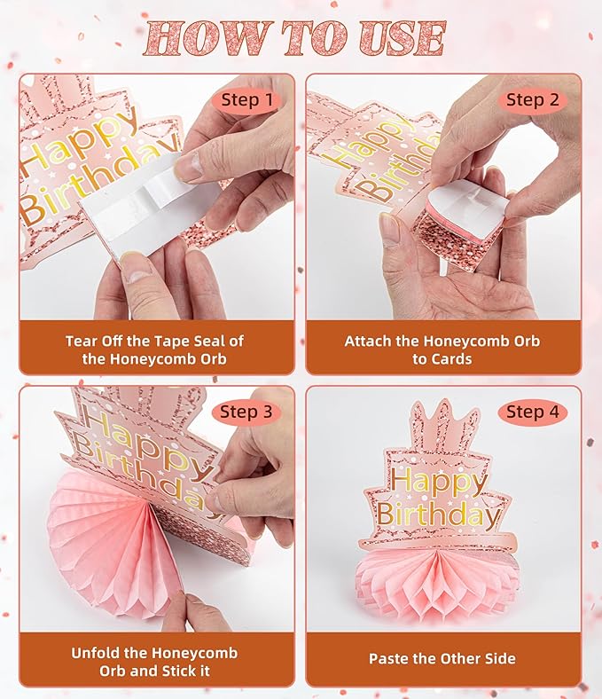 9 Pcs 80th Birthday Decoration for Women Happy 80th Birthday Table Honeycomb Decorations Rose Gold Pink Centerpieces Tables Toppers1946 Decor Cheers to 80 Years Old Birthday Party Favors