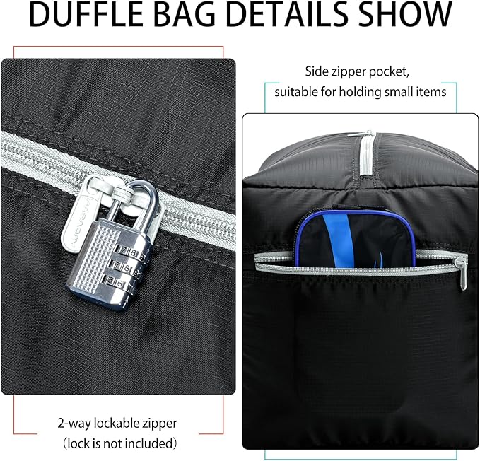 iFARADAY 2 Packs Foldable Duffel Bag 30" / 75L Lightweight with Water Rresistant for Travel