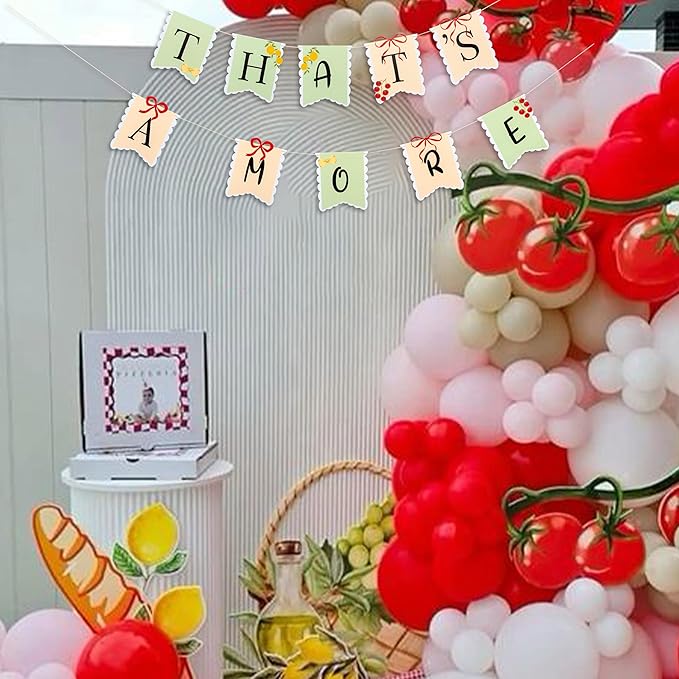 That's Amore Italian Themed Decorative Banner-Wedding Banner Hanging Garland for Bachelorette, Engagement or Wedding Party Decorations Bridal Shower Photo Prop Sign