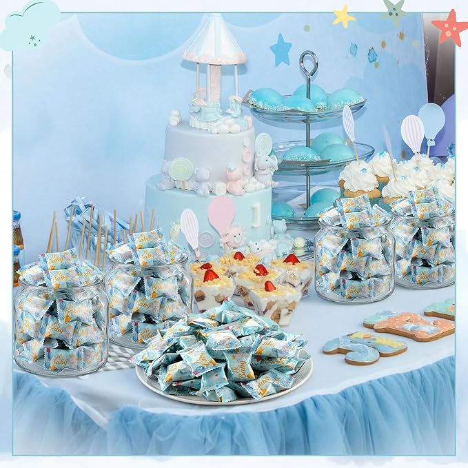 Naucoos Blue Elephant Baby Shower Candy - 26.5 oz. Bag - 150 Individually Wrapped Hard to Soft Mints It's a Boy Blue Candy for Baby Shower Gender Reveal Party Favors Recovery Goodie Bags