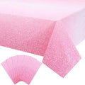 Kesfey 6 Packs Ombre Pink Tablecloth 54 x 108 Inch Gradient Pastel Pink Table Cloths Rectangle Disposable Plastic Light Pink Sprinkle Glitter Table Covers for Birthday Baby Shower Party Decorations