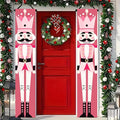 Christmas Nutcracker Door Banner Pink Soldier Porch Sign Holiday Wall Hanging Decoration Outdoor Home Decor Seasonal Entryway Porch Sign Christmas Winter Front Door Display